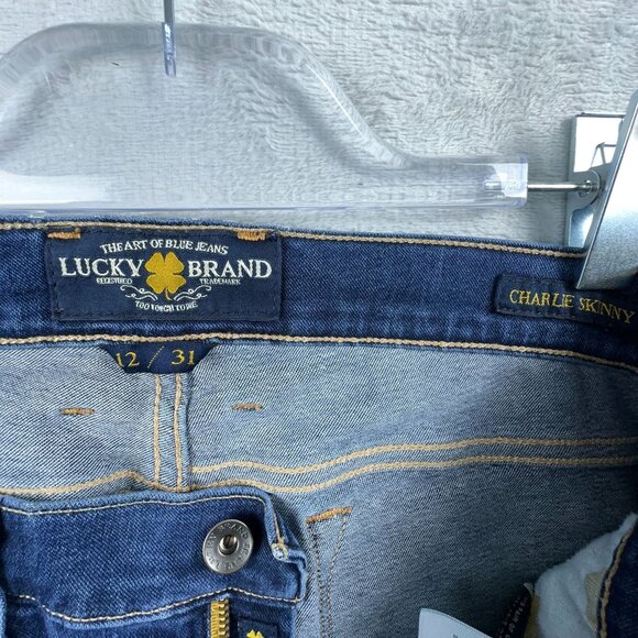 Lucky Brand Jeans Women's Size 12/31 Charlie Skinny Distressed Denim Blue - Picture 6 of 11